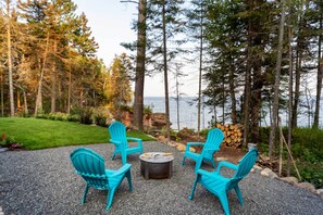 House (1 Bedroom) | Interior - Office & Fire Pit: Waterfront Lake Superior Cabin! (Two Harbors)