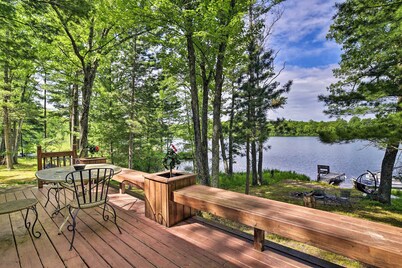 Burns Lake Cabin w/ Dock, Fire Pit, Rowboat & More