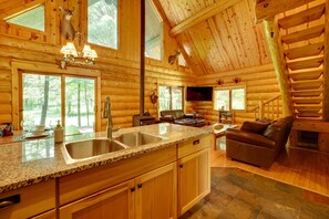 Private kitchen - Secluded Log Cabin in NW Michigan: Hot Tub & Deck (Hersey)