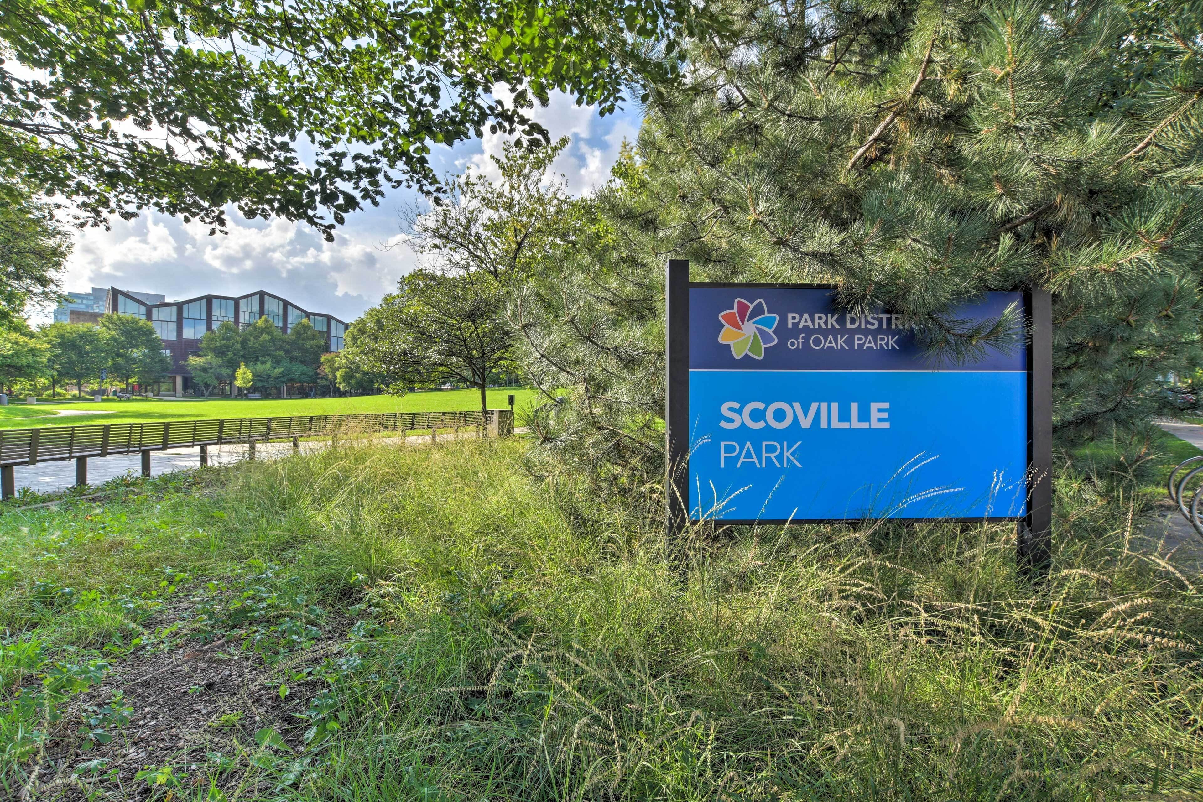 Segnaletica per il Parco Scoville, parte del distretto parchi di Oak Park.