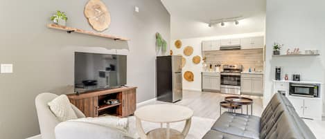 House (1 Bedroom) | Living area | TV, fireplace