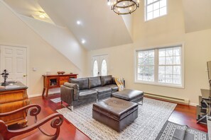 House (3 Bedrooms) | Interior - Large Deck & Fire Pit: Secluded Pocono Lake Home (Pocono Lake)