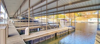 Deck & Boat Dock: Lakefront Cabin in Eucha!