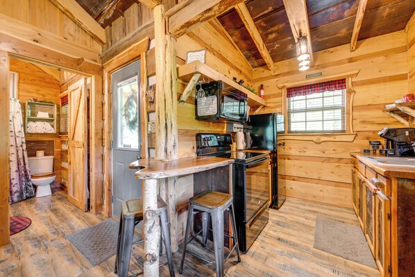 House (1 Bedroom) | Interior - Covered Deck & Fire Pit: Smoky Mountain Cabin (Cosby)