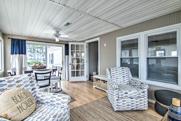House (3 Bedrooms) | Interior - Fire Pit + Views: Canal-front Fenwick Island Home (Selbyville)
