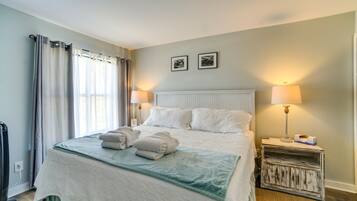 2 bedrooms, desk, iron/ironing board, travel crib