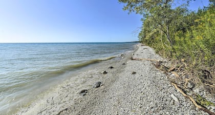 Deck + Fire Pit: Waterfront Lake Michigan Escape