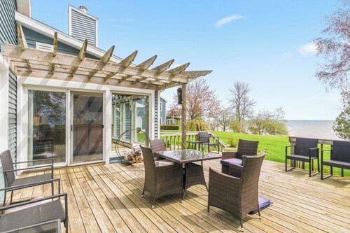 Deck + Fire Pit: Waterfront Lake Michigan Escape