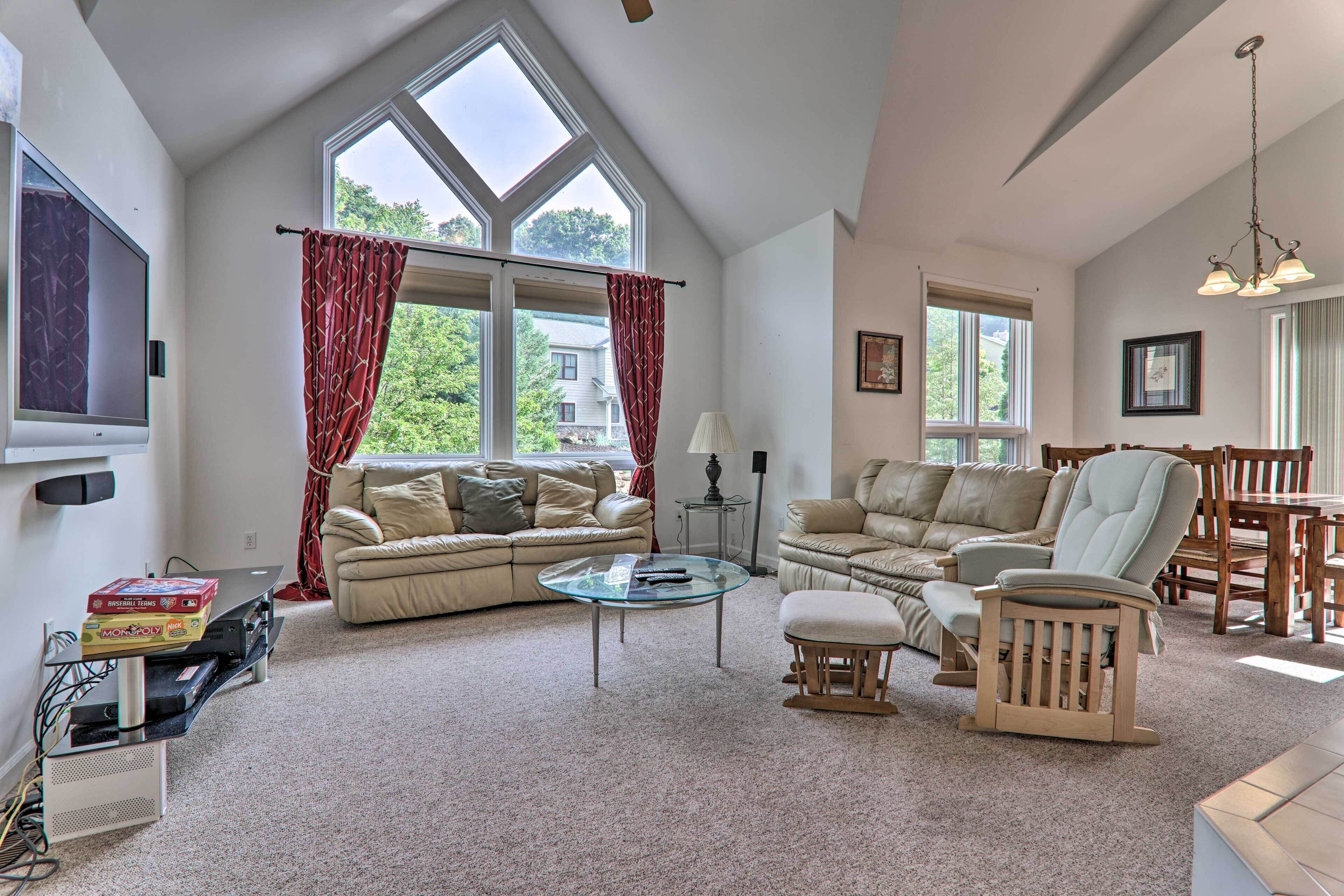 TV, fireplace, video game console