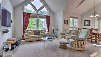 TV, fireplace, video game console