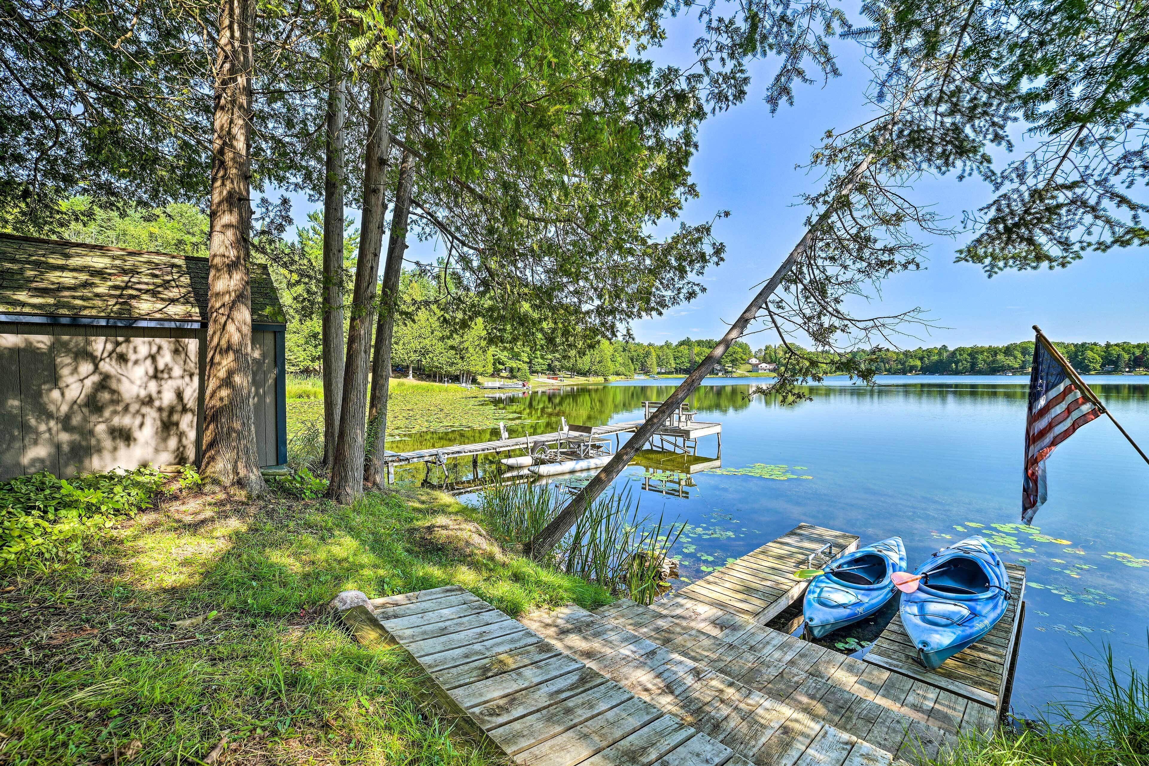 Lakefront Hideaway w/ Dock, Kayaks, Fire Pit!