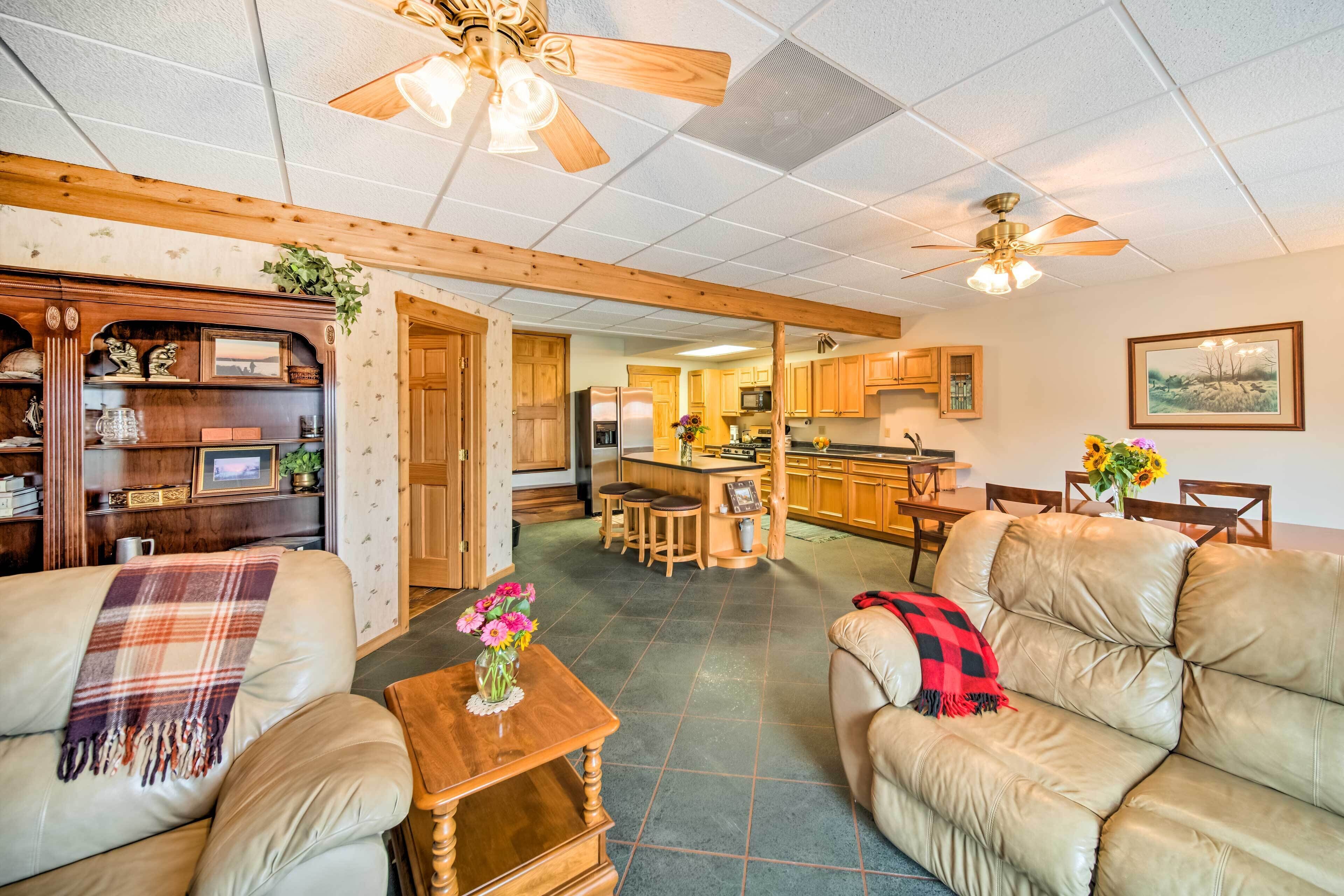 Spacious Apt. w/ Fire Pit & Lake Sugema Views!