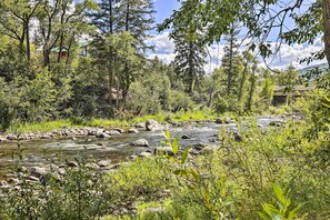 A river flowing through a forested area with rocks and greenery. - Private Ski Retreat in Avon: Eagle River Views! (Avon)