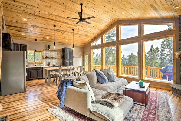 Living area - Mountainside Fairplay Cabin w/ Game Room & Sauna! (Fairplay)