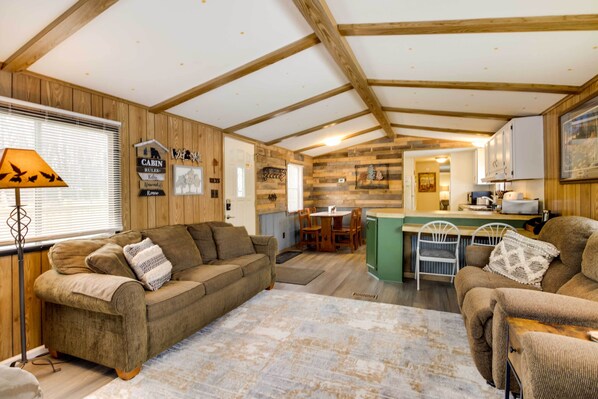 TV, fireplace - Wooded Mcgrath Home w/ Sauna Near Soo Line Trail! (Mc Grath)