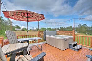 House (3 Bedrooms) | Interior - Deck, Hot Tub, Fire Pit: Rustic Cabin in Benezette (Benezette)