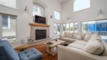 Smart TV, fireplace, video games, table football