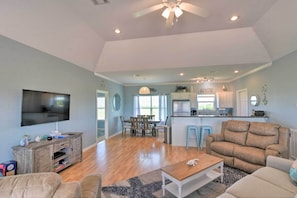 House (3 Bedrooms) | Front of property - Deck & Grill: Walkable Crystal Beach House! (Port Bolivar)