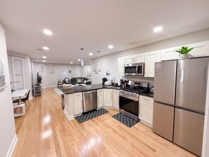 Fridge, microwave, oven, stovetop - Modern, All New 3BR Near UMASS (Lowell)