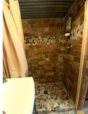 Shower, hair dryer, towels, soap - Poindexter’s Palace-A Yurt AND A Tiny Home! (Clark Fork)