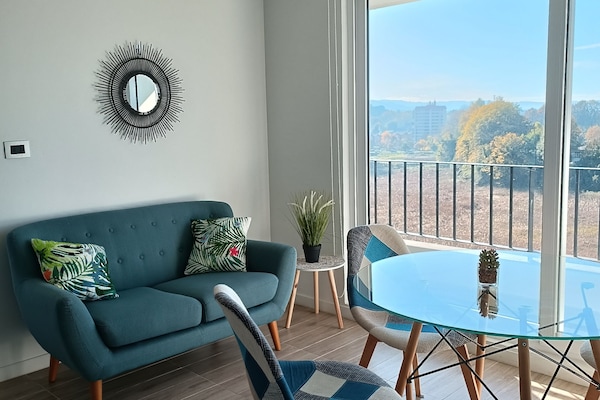 Deluxe Apartment | Living area | 40-inch LED TV with digital channels, TV, Netflix