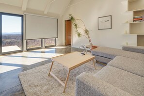 TV, books - Morgan Branch Cabin | Modern Mountain Cabin with Panoramic Views Near Asheville (Marshall)
