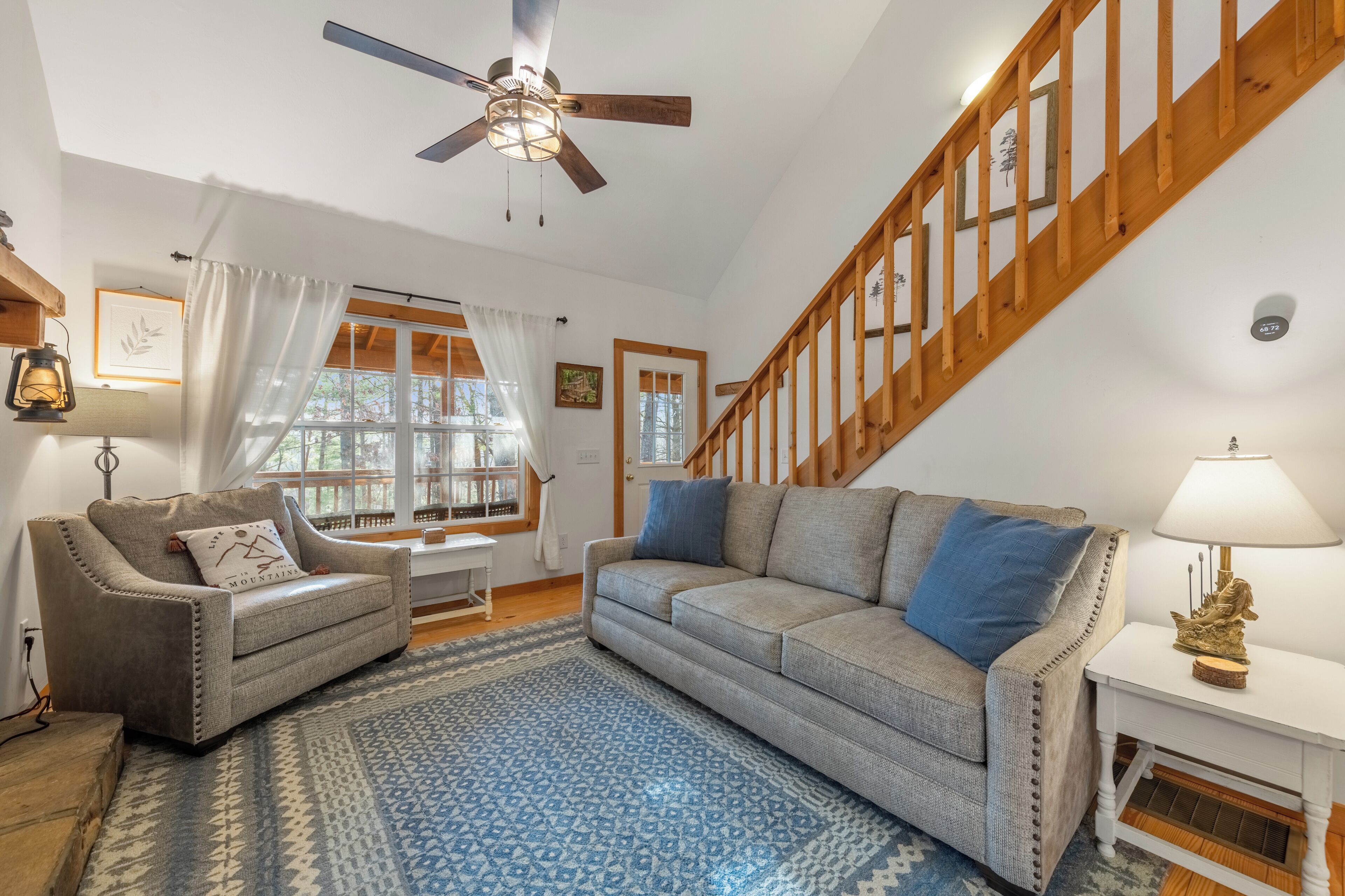 Smart TV, fireplace, DVD player, books