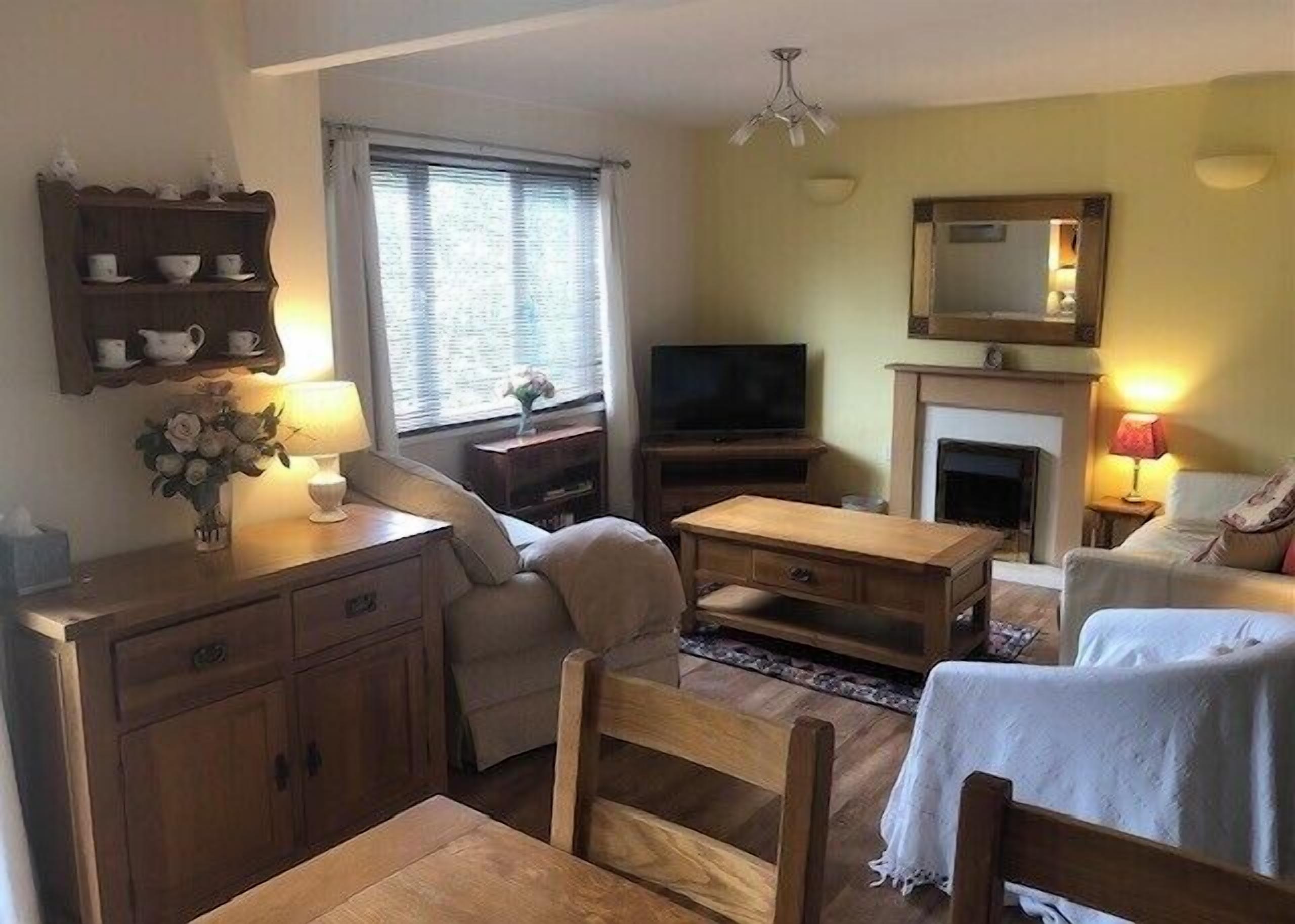 TV, fireplace