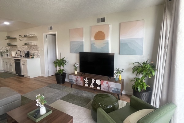 Living room with smart TV