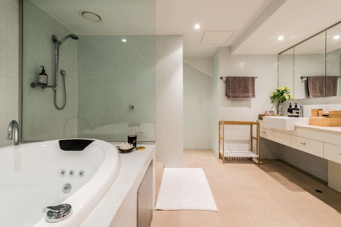 Hair dryer, towels, toilet paper