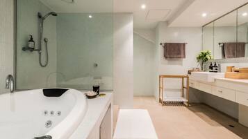 Hair dryer, towels, toilet paper
