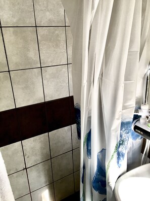 Chalet rustique, 2 grands lits | Salle de bain | Douche, serviettes fournies