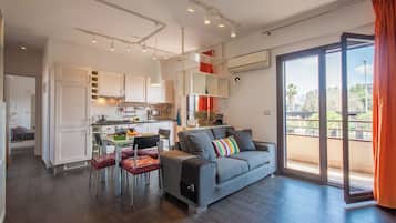 21-inch flat-screen TV with cable channels