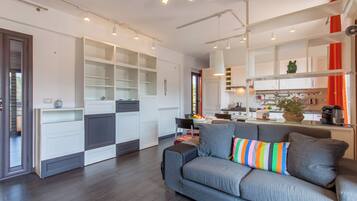 21-inch flat-screen TV with cable channels