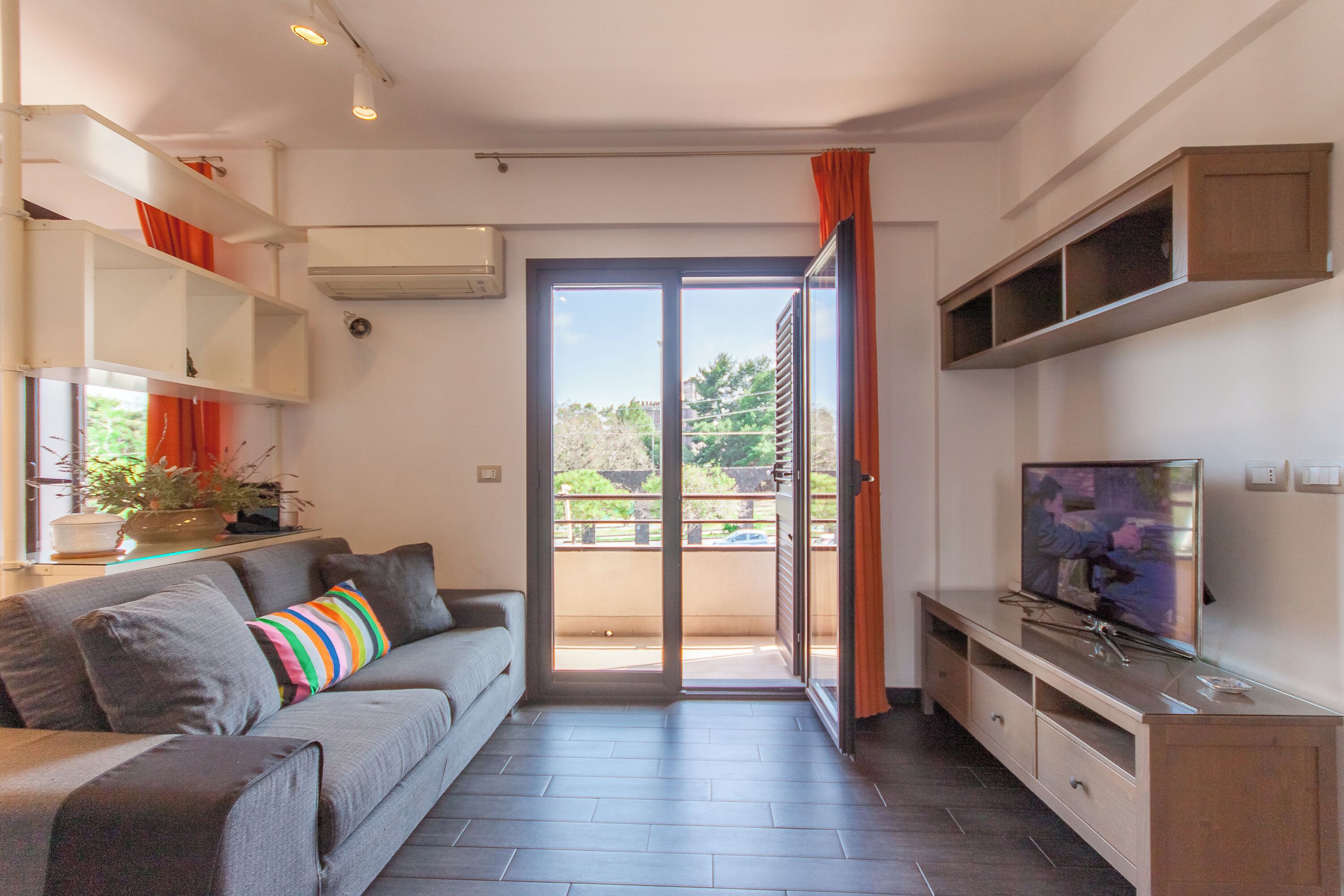 21-inch flat-screen TV with cable channels