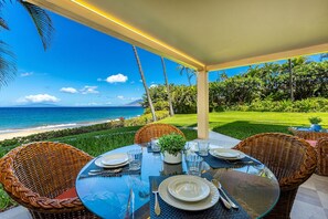 Outdoor dining - Ground Floor, Easy Access to Beach | Polo Beach 106 by Coldwell Banker (Wailea)