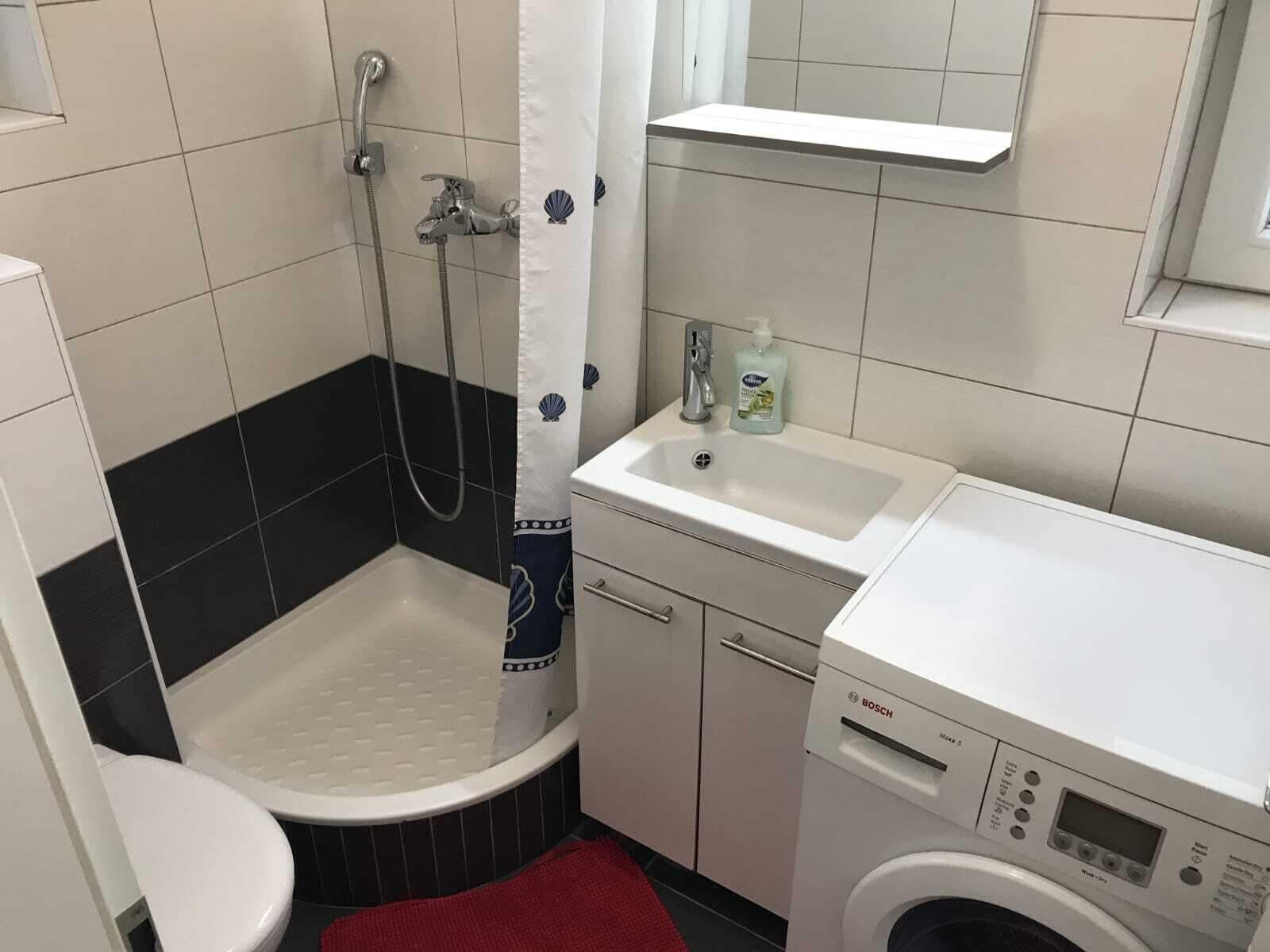 Hair dryer, towels, toilet paper