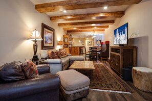 TV, fireplace - SV609 | Amazing Views | Winter Shuttle | Pool | Hot Tub | Ski In/Out (Steamboat Springs)