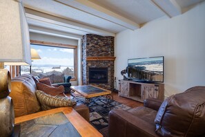 TV, fireplace - SV607 | Gorgeous Mtn Side Condo | Winter Shuttle | Pool | Hot Tub | Ski In/Out (Steamboat Springs)