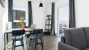 Apartment | Living area | 50-inch Smart TV with cable channels, TV