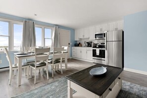 Fridge, microwave, oven, stovetop - Serenity @ Snug Harbor | Ocean View | Private Deck (Rye)