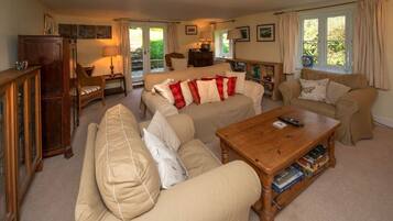 TV, DVD-spiller, bøker og stereoanlegg