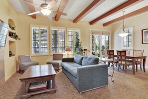 TV, fireplace, offices