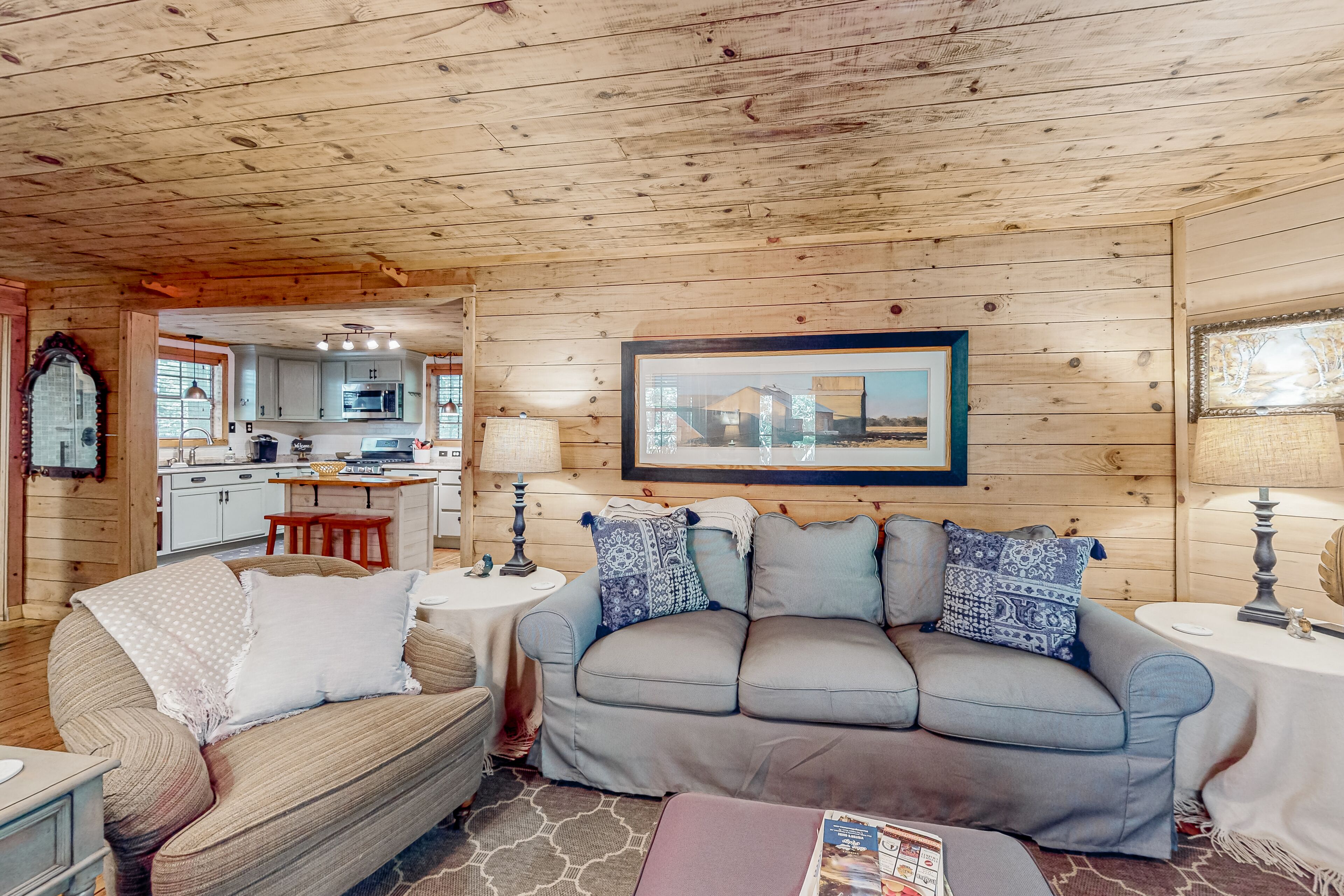 Dog-friendly cabin near creek with firepits, deck, fireplace, creek views, grill