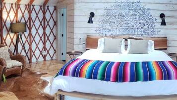 1 bedroom, desk, iron/ironing board, travel crib