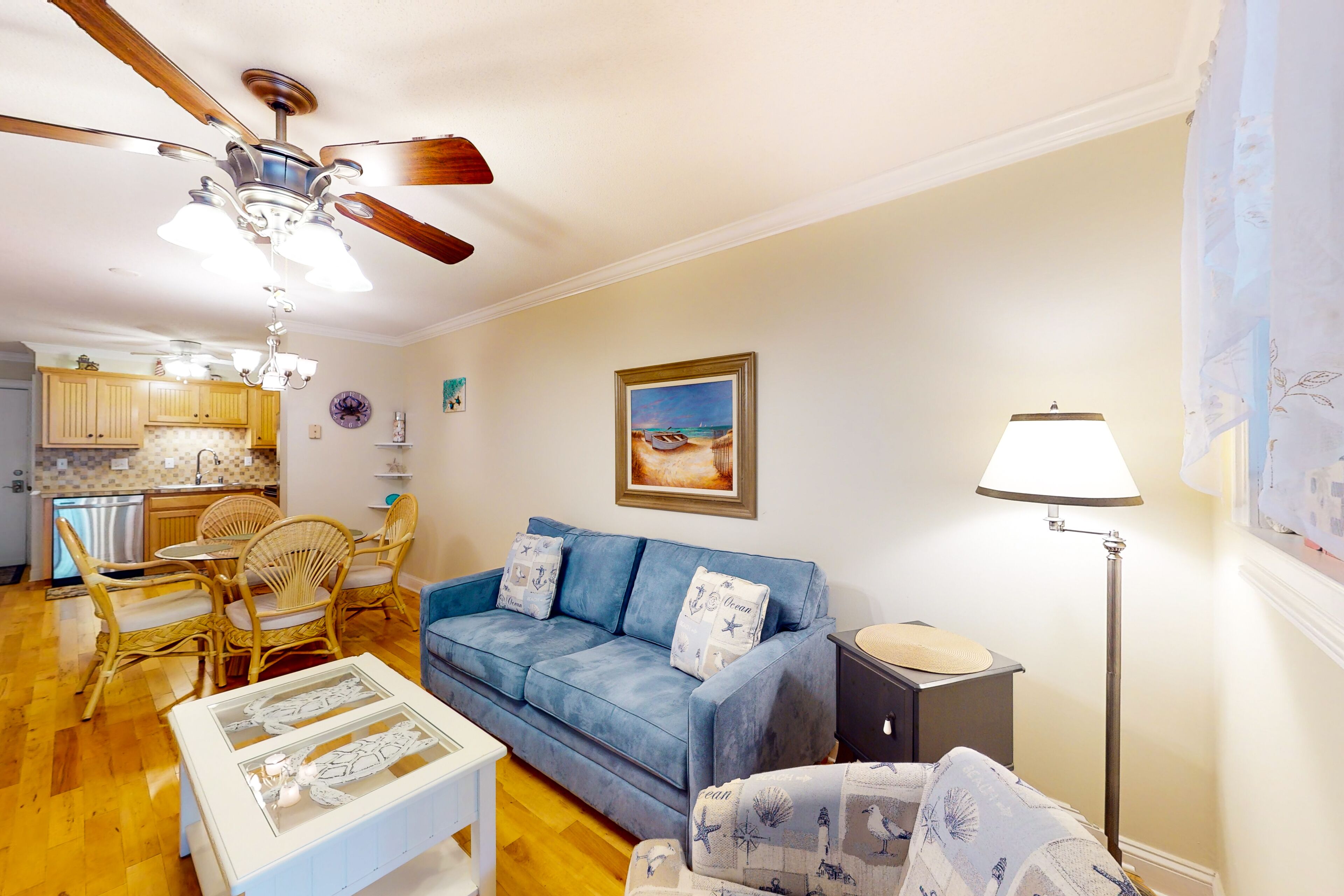 3rd-floor condo with water views, balcony, pools, hot tub, gym, & beach access