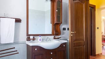 Regadera, secadora de cabello, bidet, toallas