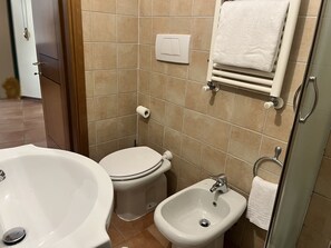 Dusche, Haartrockner, Bidet, Handtücher