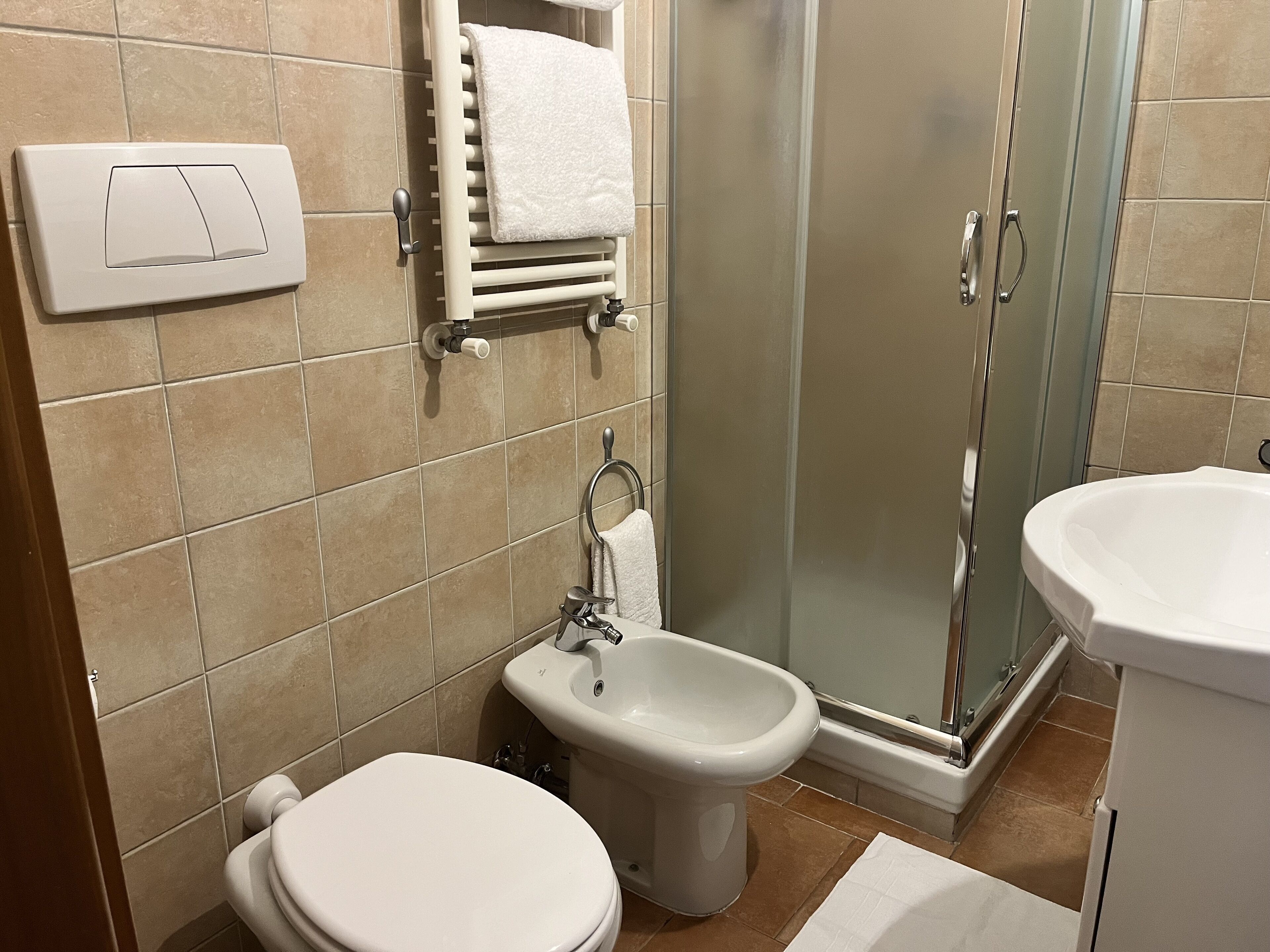 Dusche, Haartrockner, Bidet, Handtücher