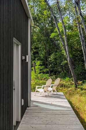 Terrace/patio - KOTI 2 (Three Bedroom) Traverse City's Scandinavian Cabins, vacation home on TART & mins to Traverse... (Williamsburg)